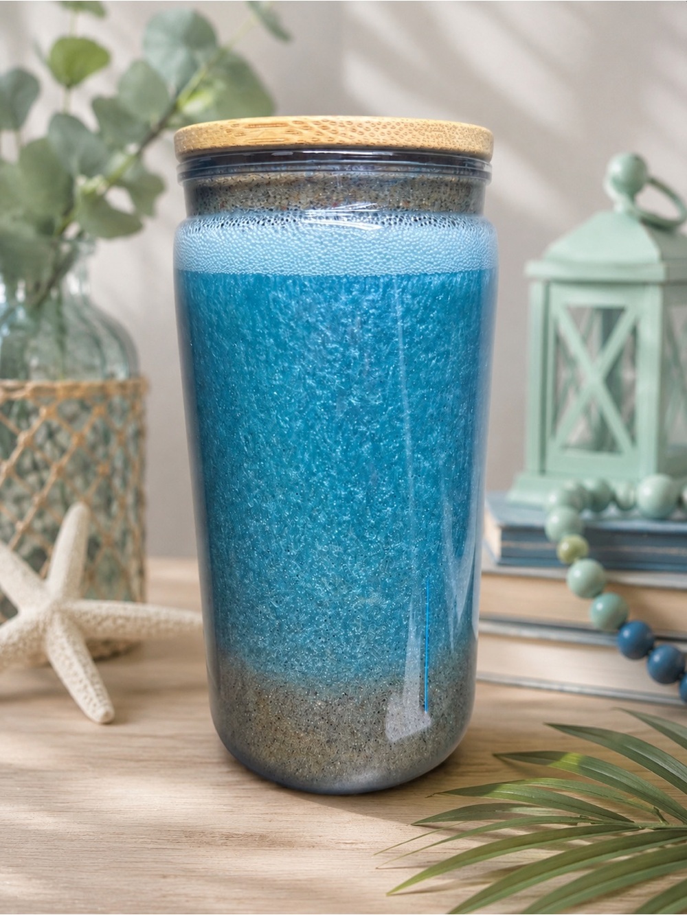 Beach Flow™ GlitterSip | 16 oz Coastal Acrylic Snow Globe Tumbler